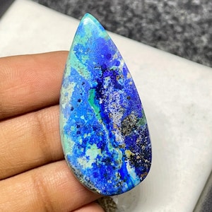 Top Quality Bluebird Azurite Malachite, Pear Cabochon,  44x21x5 MM,  42 CTS, Loose Cabochon,  #B-07378