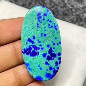 Top Quality Bluebird Azurite Malachite, Oval Cabochon,  42x23x7 MM,  56 CTS, Loose Cabochon,  #B-07371