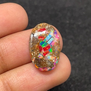 Boulderopal med ballongopalinlägg, dubblett, oval cabochon, 18x12x4MM, 6 st, #B-08571