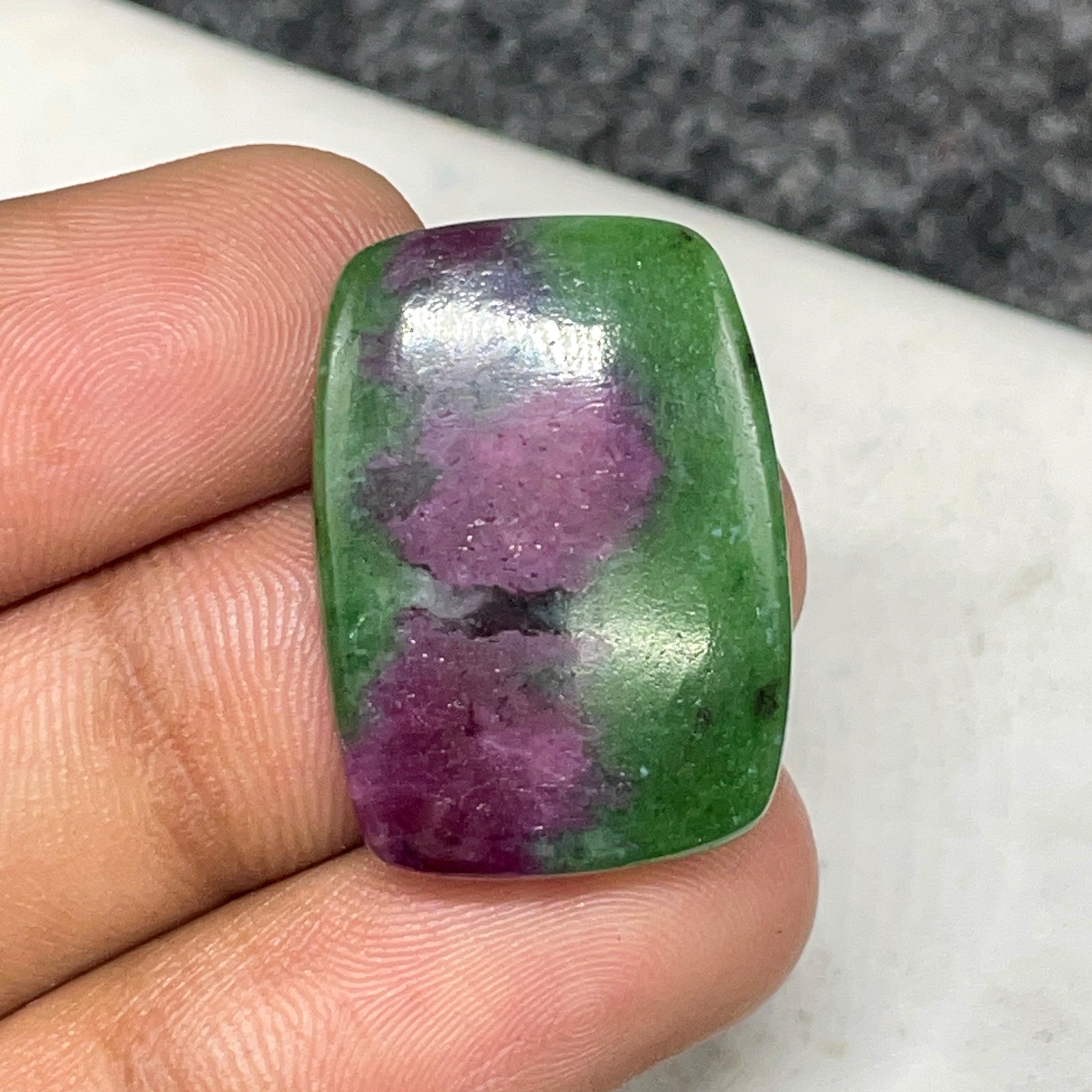 Ruby Ziosite , Cushion Cabochon, 24x17x5 MM 29 CTS, Beautiful