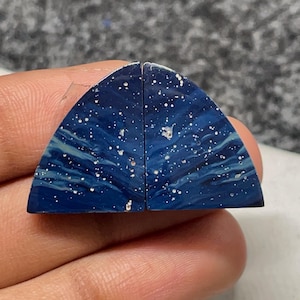 Michigan Leland Blue Aka Cyber Agate Pair, Freeform Cabochon, 26x16x5MM, 29CTS, #B-08767
