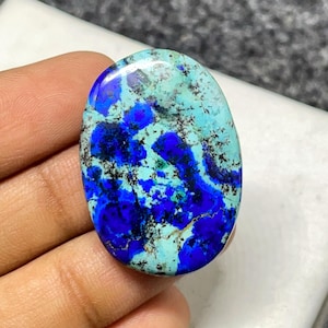 Top Quality Bluebird Azurite Malachite, Oval Cabochon,  33x23x5 MM,  32 CTS, Loose Cabochon,  #B-07375