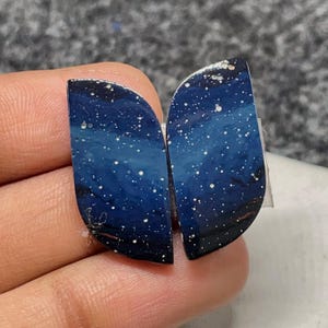 Michigan Leland Blue Aka Cyber Agate Pair, Freeform Cabochon, 28x13x3MM, 21CTS, #B-08769