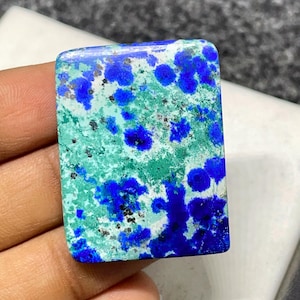 Top Quality Bluebird Azurite Malachite, Cushion Cabochon,  36x27x5 MM,  56 CTS, Loose Cabochon,  #B-07382