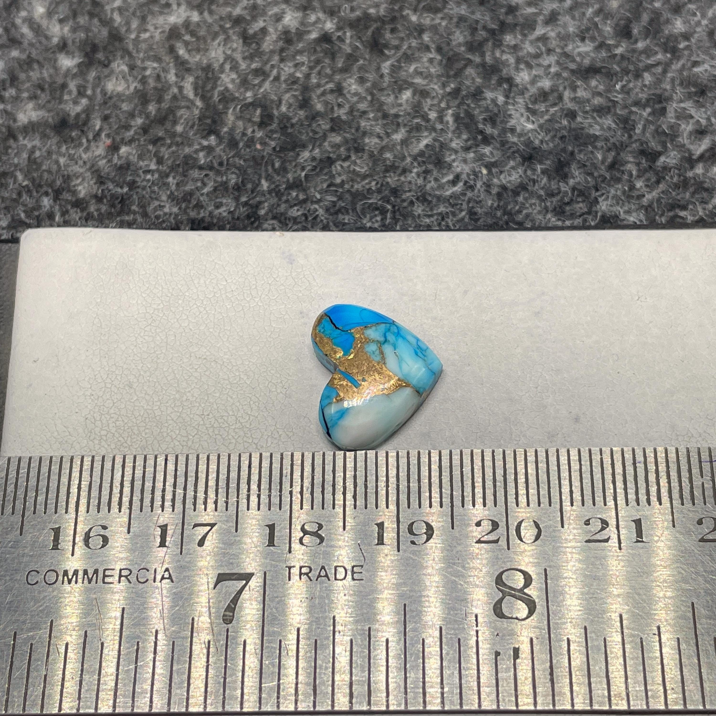 Ice Blue Dahlia Mohave Turquoise , Heart , 12x15x4 MM, 6 CTS