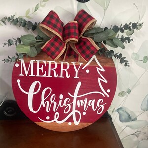 Merry Christmas Door Hanger | Christmas Door Sign | Holiday decor | front door decor | Woof Door Sign