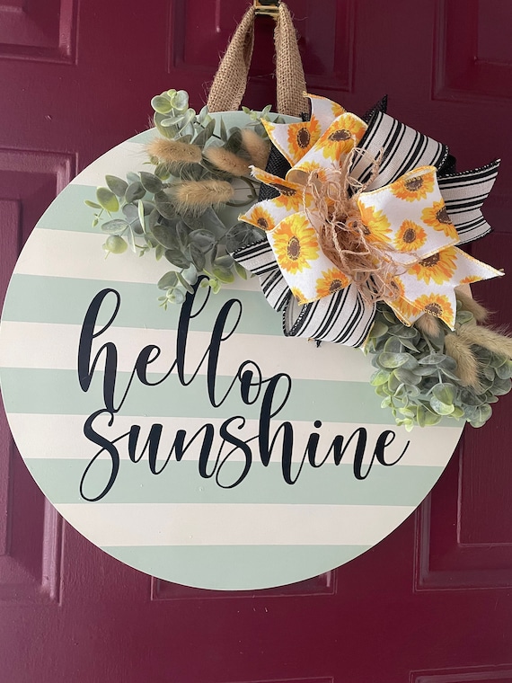 Hello Sunshine Door Hanger Spring Door Hanger Sunflowers | Etsy