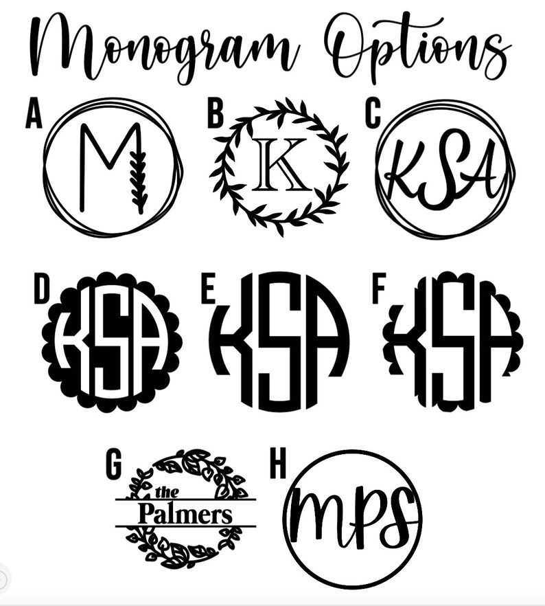 Monogram Decal Monogram Vinyl Decal Sticker Vinyl Monogram Etsy