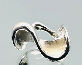 Modernist Sterling Silver Abstract Ring Vintage UK Size O US Size 7.25 EU Size 54