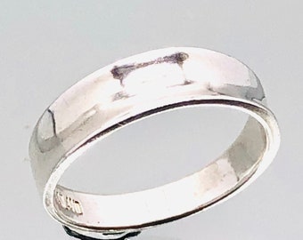 Sterling Silver Concave Stacker Band Ring Vintage UK Size L.5 US Size 6 EU Size 52