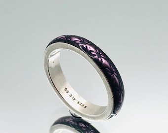 Pandora Sterling Silver Lilac Flower Band Ring Vintage Size S / 9 / 60