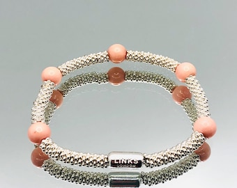 Links Of London Sterling Silver Effervescence Coral Slim (XS) Sweetie Bracelet Vintage Restrung