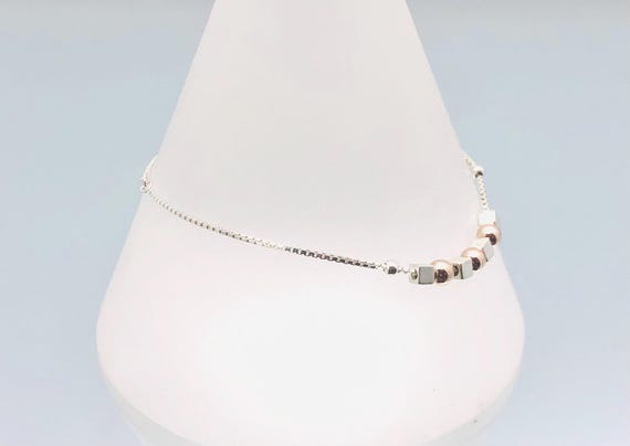 Links Of London Sterling Silver Gold Vermeil Bead Chain Bracelet Vintage View 3