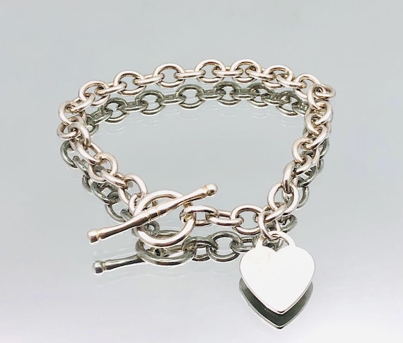Sterling Silver Heart Toggle Chain Bracelet Vintage - Etsy Israel