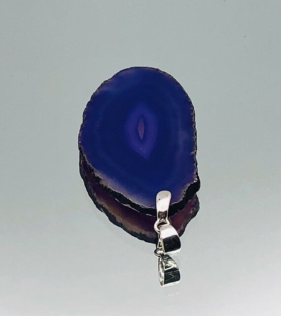 Amethyst Slice Sterling Silver Large Statement Pe… - image 4