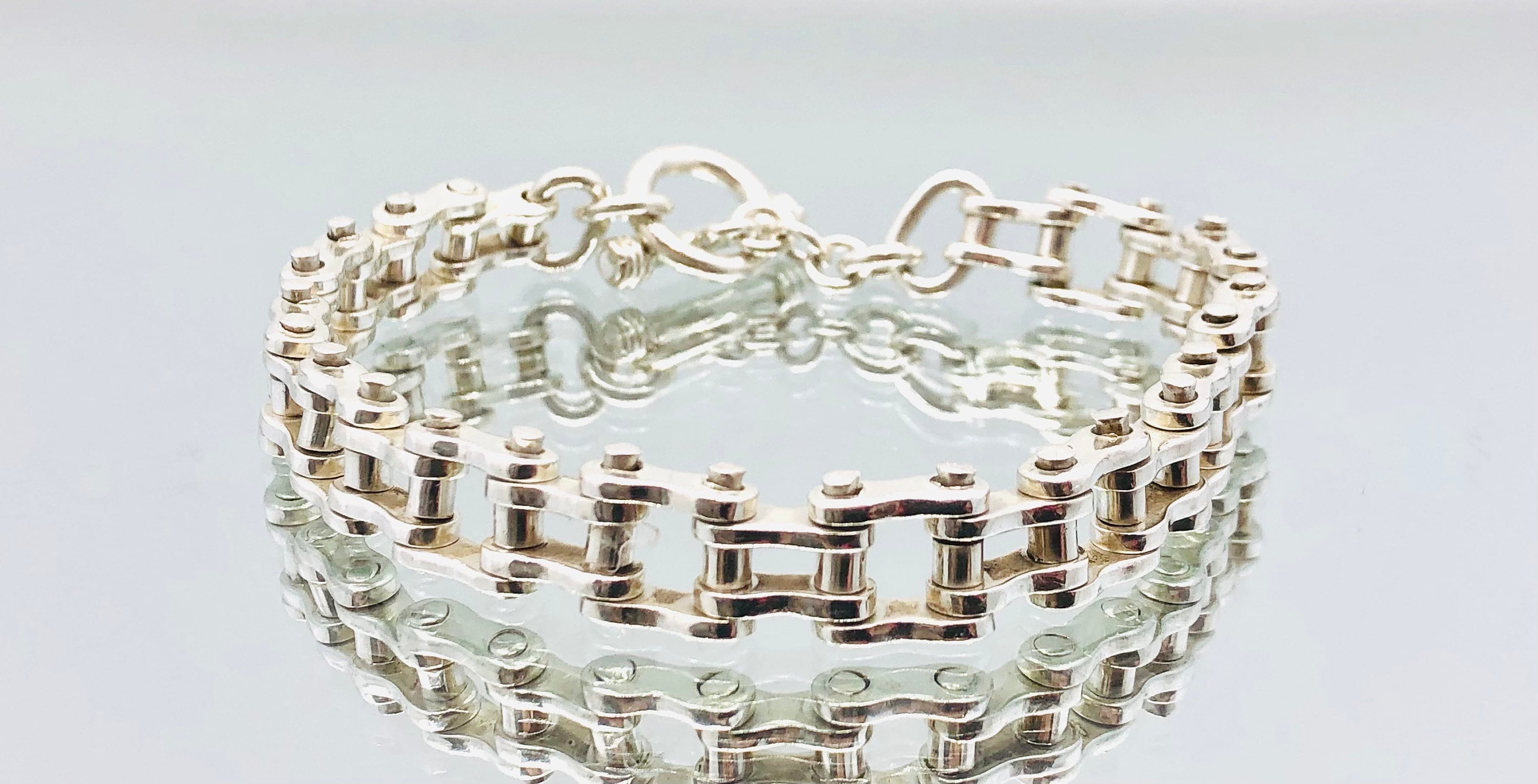 Sterling Silver Fancy Bike Chain Toggle Bracelet - Etsy