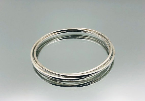 Sterling Silver Triple Interlocked Bangles 2006 V… - image 5