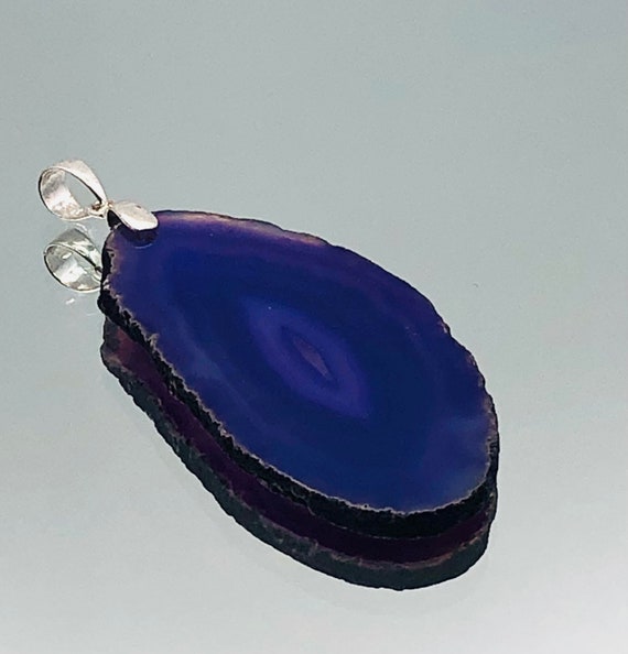 Amethyst Slice Sterling Silver Large Statement Pe… - image 3