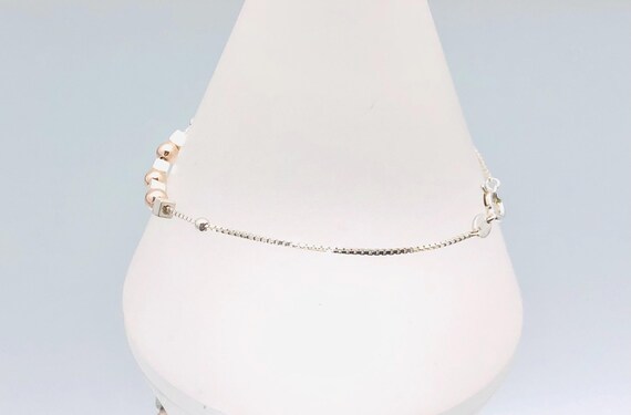 Links Of London Sterling Silver Gold Vermeil Bead Chain Bracelet Vintage View 4