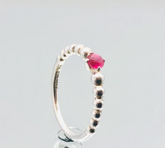 pink stone pandora silver band Pandora Sterling Silver Pink Gemstone Ring Vintage Size 58 