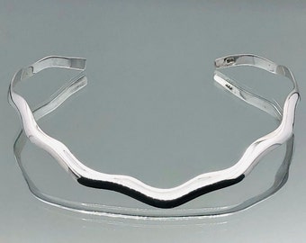 Sterling Silver Wave Torque Collar Necklace Vintage