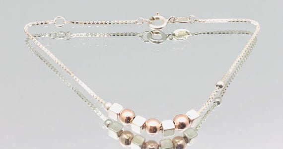 Links Of London Sterling Silver Gold Vermeil Bead Chain Bracelet Vintage View 6