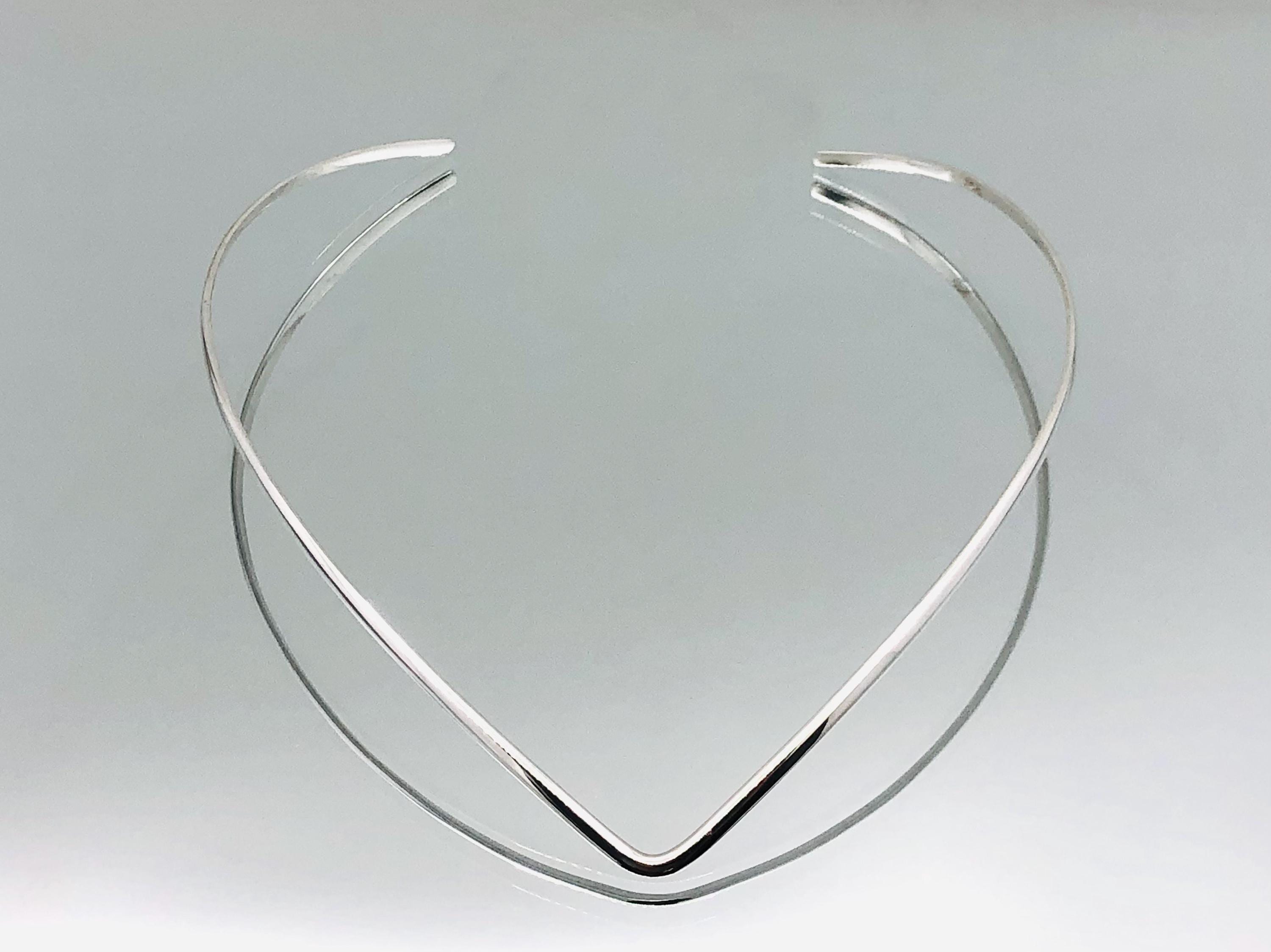 Sterling Silver Slim V Torque Collar Necklace Vintage - Etsy