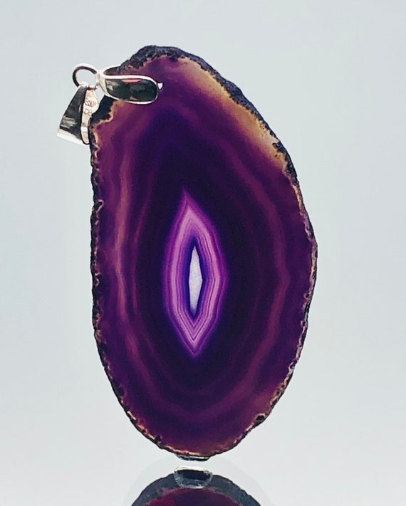 Amethyst Slice Sterling Silver Large Statement Pe… - image 6