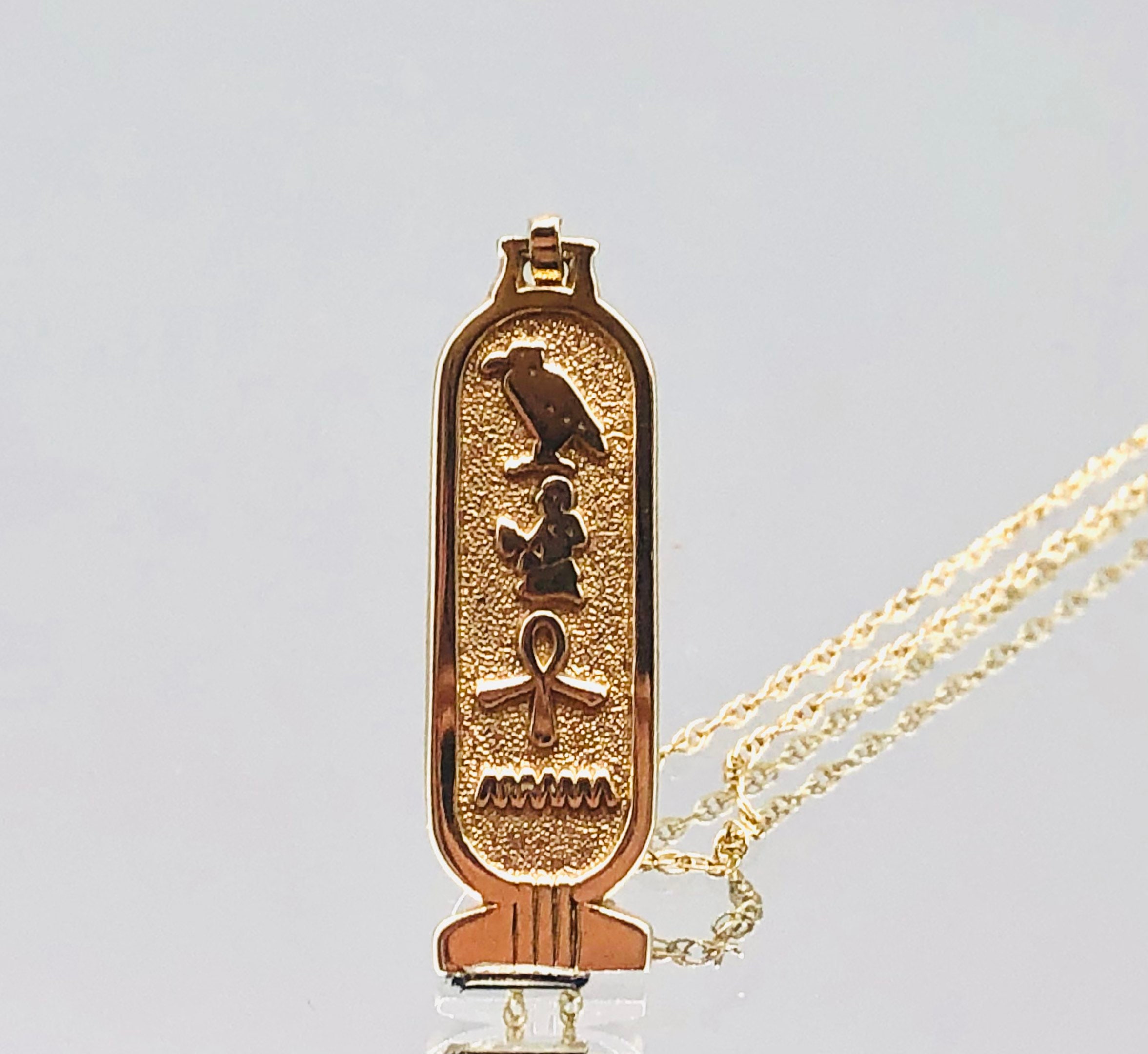 9ct Gold Egyptian Cartouche Hieroglyph Necklace Vintage Etsy UK