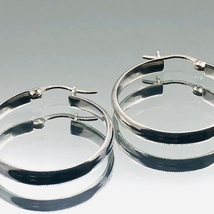 Sterling Silver Plain Hoop Earrings Vintage