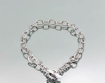 Hot Diamonds Sterling Silver Diamond Fancy Charm Chain Bracelet Vintage