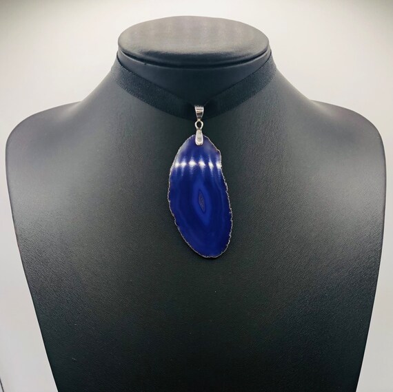 Amethyst Slice Sterling Silver Large Statement Pe… - image 8