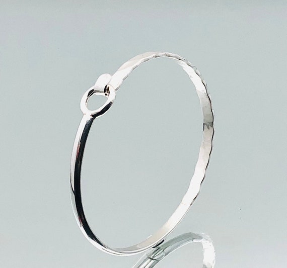 Tianguis Jackson Sterling Silver Half Hammered Bangle Vintage