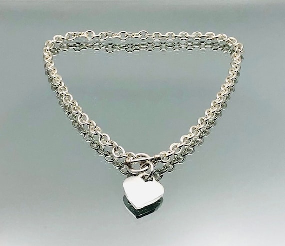 Kit Heath Sterling Silver Heavy Heart Toggle Necklace Vintage
