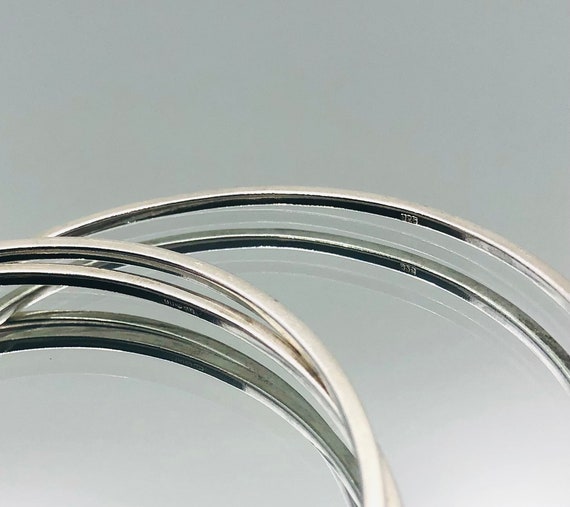 Sterling Silver Triple Interlocked Bangles 2006 V… - image 6