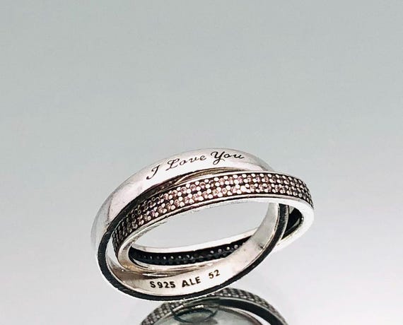Pandora Sterling Silver Double Band I Love You Cubic  display picture 3
