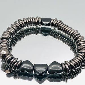 Links Of London Sterling Silver Ruthenium Hematite Heart Sweetie Bracelet Restrung Vintage