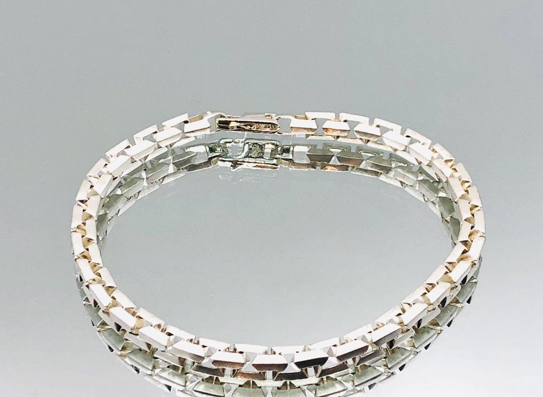 Links of London Sterling Silver Frosted Angular Chain Bracelet Vintage ...