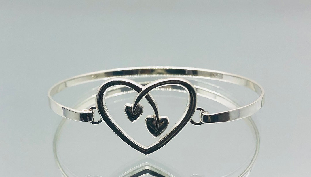 某メーカー Silver Sterling Triple Etsy - Vintage Bangle Heart アクセサリー