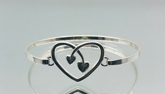 Sterling Silver Triple Heart Bangle Vintage - Etsy Sweden