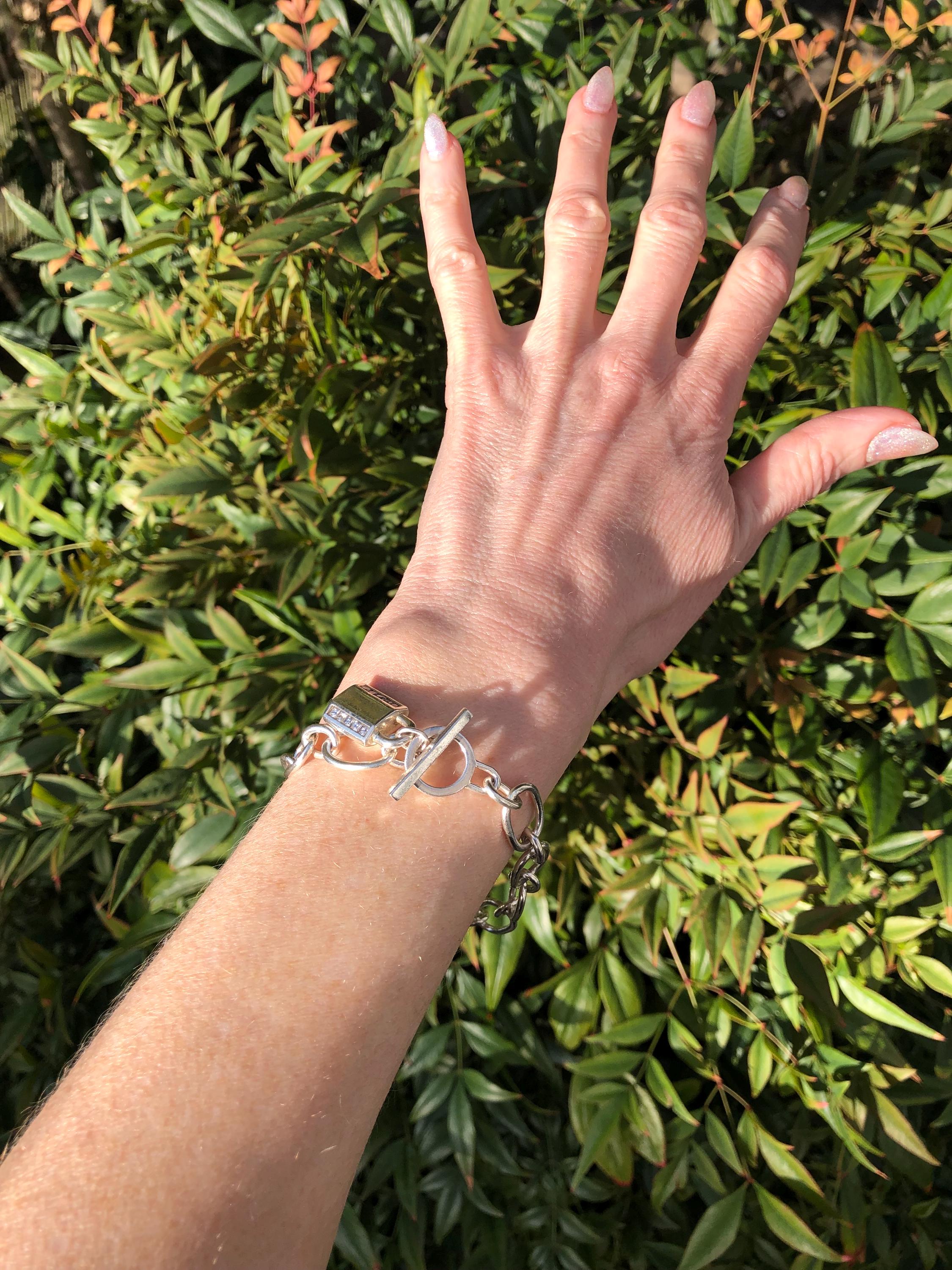 スターリングシルバー パドロック トグル ブレスレット ヴィンテージ