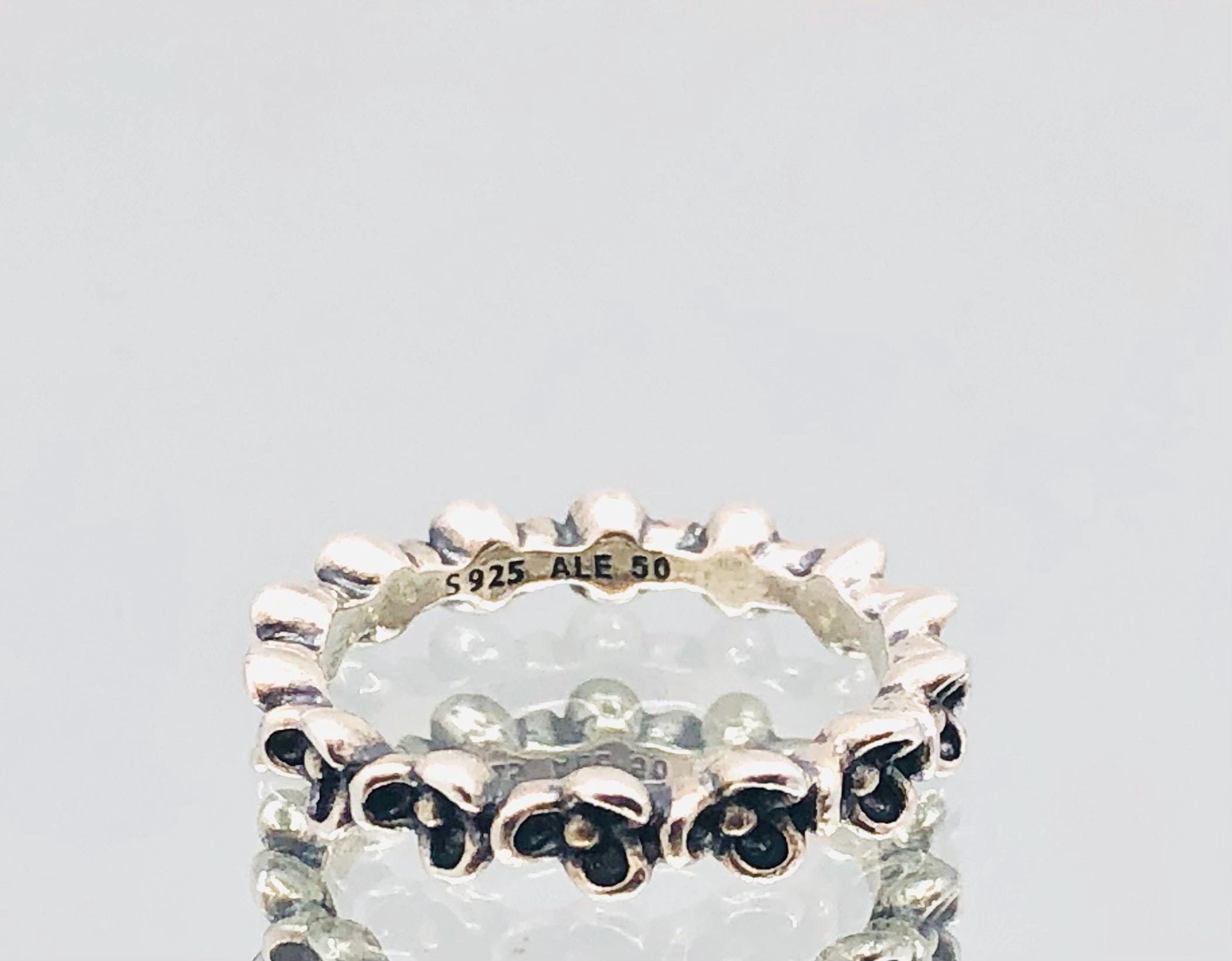 Pandora Sterling Silver Flower Ring Vintage Size UK K US 5 Pandora Sterling Silver Flower Ring Vintage Size UK K US 5