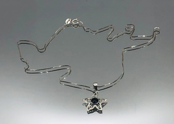 Sterling Silver Flower On Fine Box Chain Pendant … - image 3