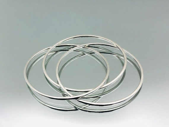 Sterling Silver Triple Interlocked Bangles 2006 V… - image 3