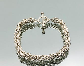 ブレスレット 7.25インチ トグル留め金付き スターリングシルバー