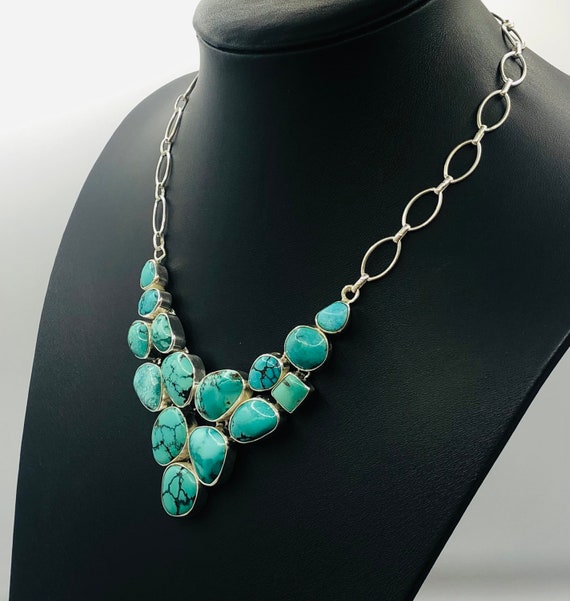 Turquoise Sterling Silver Bib Toggle Necklace 2010 Almost Turquoise Sterling Silver Bib Toggle Necklace 2010 Almost