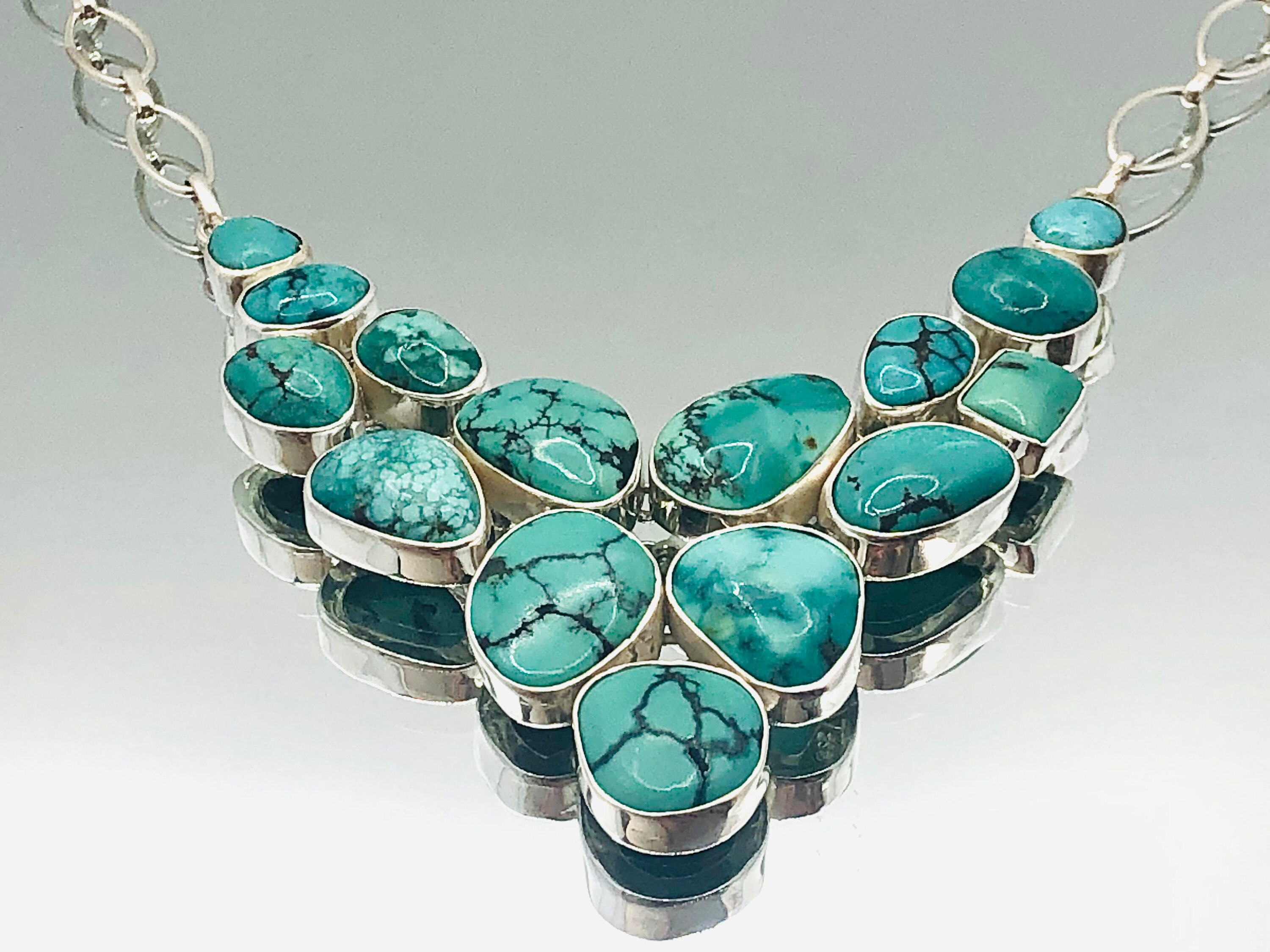 Egyptian Turquoise Necklace in Sterling Silver