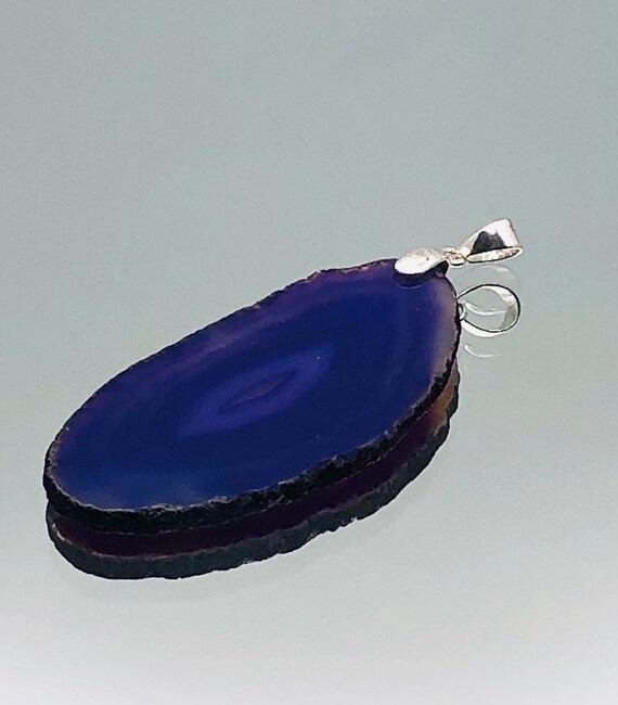 Amethyst Slice Sterling Silver Large Statement Pe… - image 2