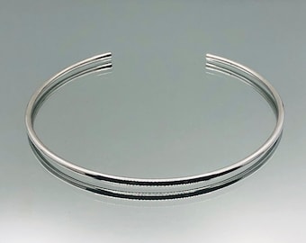 Sterling Silver Modernist Tube Torque Collar Necklace Vintage