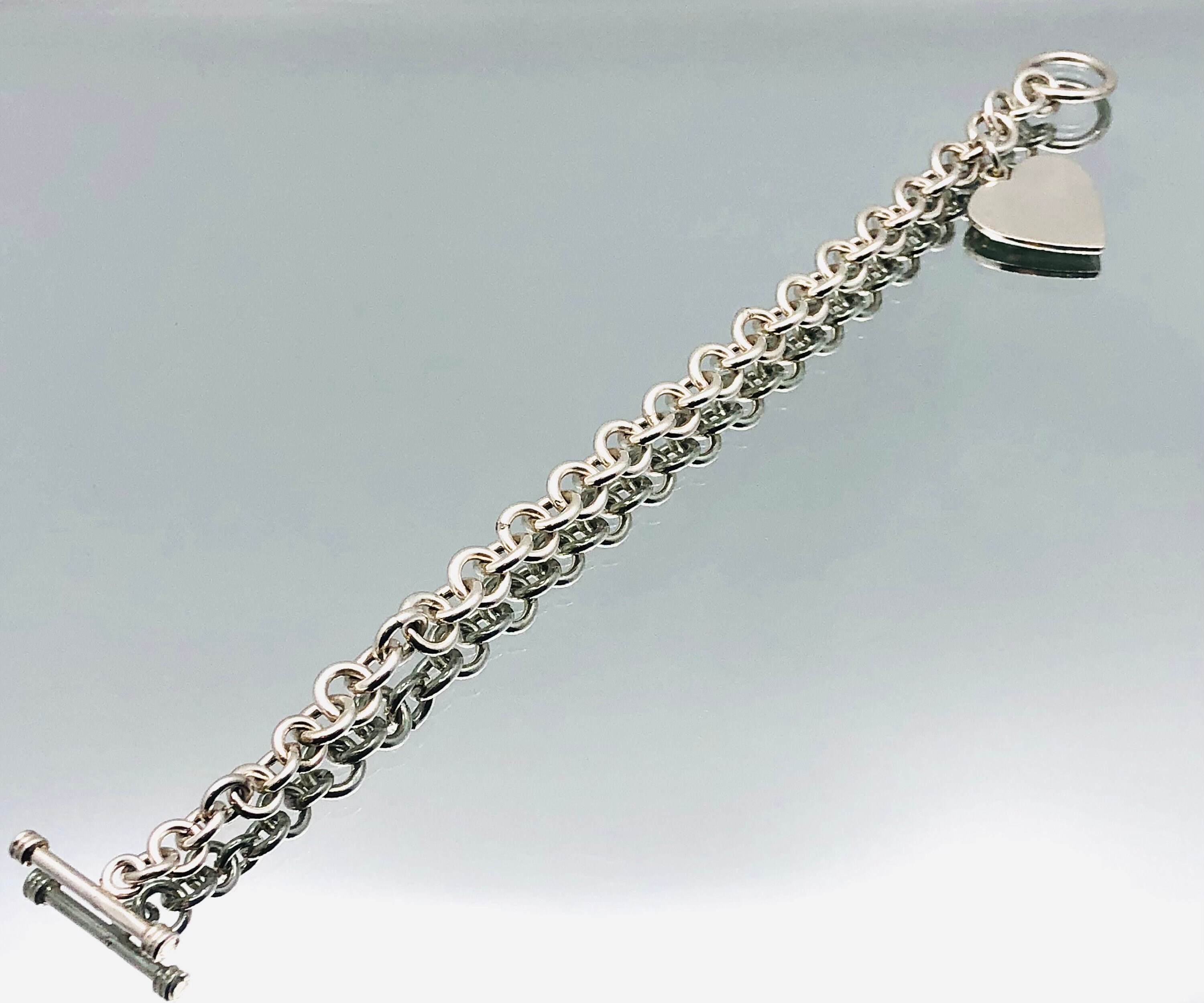 Sterling Silver Heart Charm Toggle Bracelet Vintage - Etsy